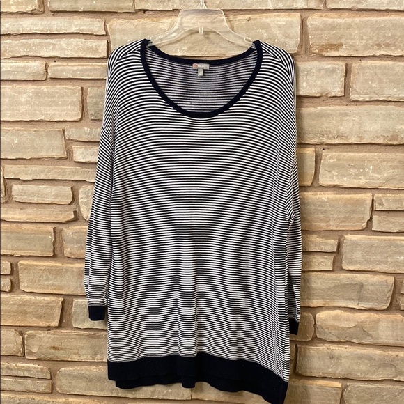 Talbots Striped Black and White Sweater with Elbow Patches XL - Picture 3 of 7